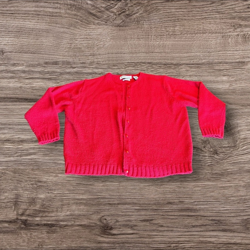 Appleseeds Red Hand Loomed Cardigan Sweater Size XL